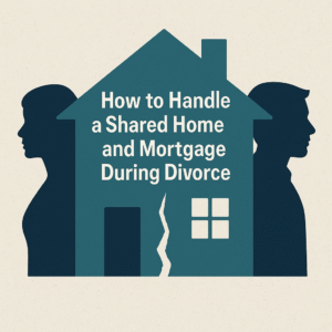 Divorcing couple discussing options for their shared home and mortgage with advisor