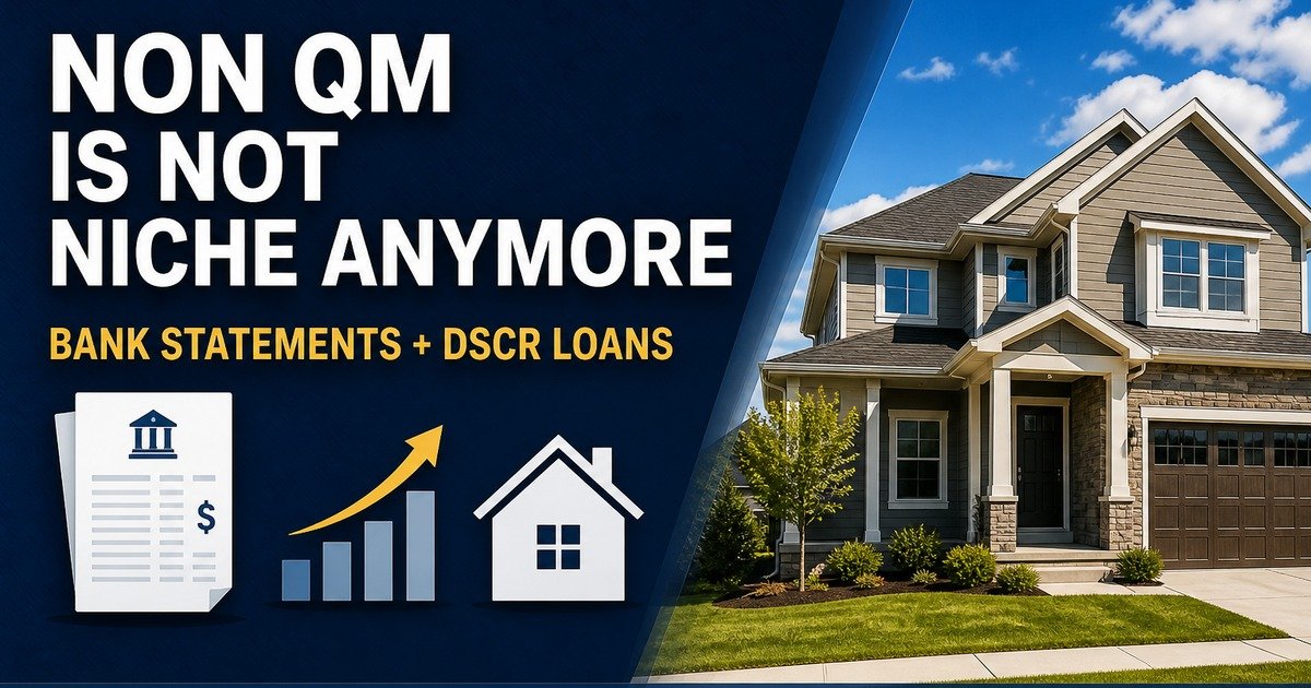 Abstract graphic comparing bank statement and DSCR loan paths for self employed buyers and rental investorsAbstract graphic comparing bank statement and DSCR loan paths for self employed buyers and rental investors